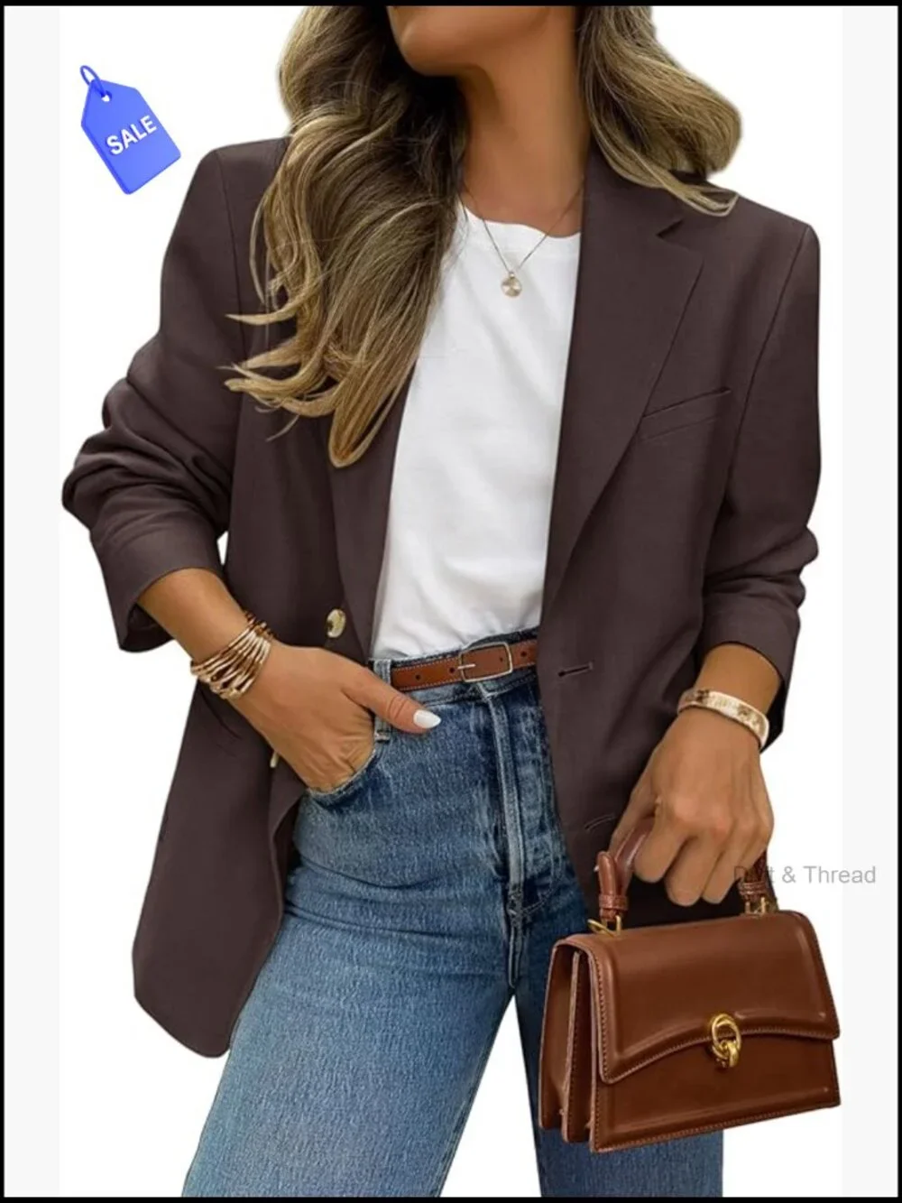 Business Casual Blazer Long Sleeve Notch Lapel Open Front Pockets - Picture 1 of 7